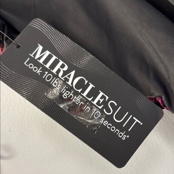 Miraclesuit Pink and Black One Piece Swimsuit Floral V-Neck - Picture 3 of 6